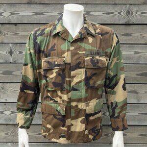 Vintage US Army  Jacket Woodland Camo BDU Field Coat Jacket 8415-01-390.8541 MD